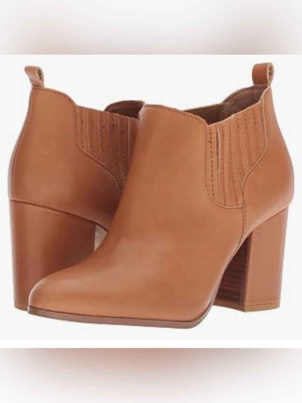 Kelsi Dagger Brooklyn Tan Leather Chelsea Ankle Boots Size 7 Block Heel
